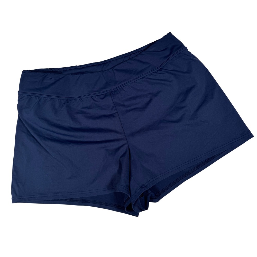 Lands End Swim Shorts Women 8 Navy Blue Board Shorts Built In Liner Excellent